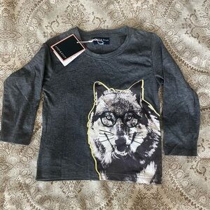 Andy & Evan Gray Wolf Print Long Sleeve Tee